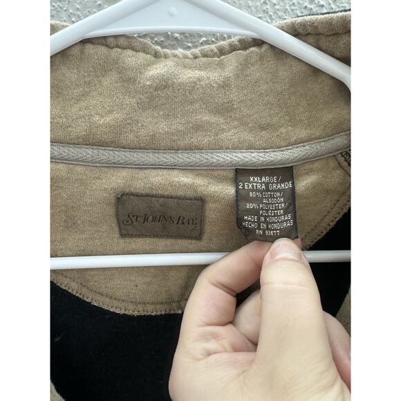 St. Johns Bay Mens Sweatshirt Size XXL Black 1/4 Zip Pullover - Picture 5 of 11